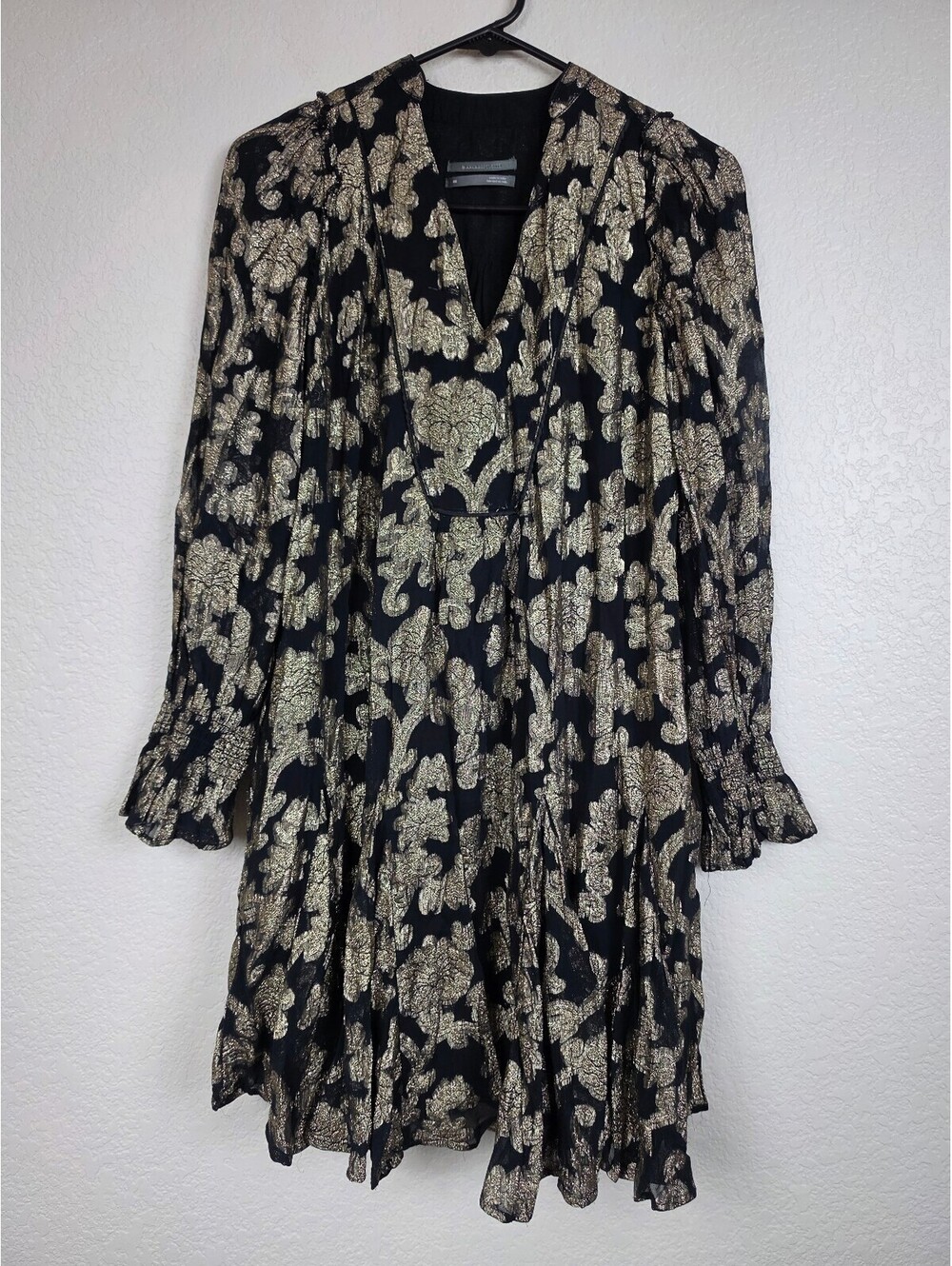 Anthropologie Metallic Floral Dress XS